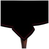 Single Embroidery Border Sateen Cotton Solid Table Cloth - Black
