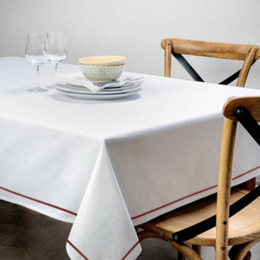 Single Embroidery Border Sateen Poly Cotton Solid Table Cloth