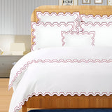 400TC Zig & Zag U Shape Embroidery Cotton Duvet Cover Set