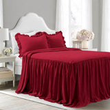 400TC Cotton Sateen Solid Ruffle Bedspread Set