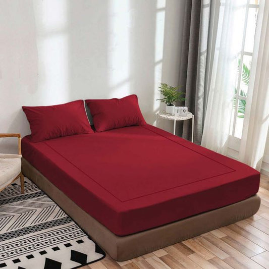 400TC Luxurious Single Embroidery Sateen Solid Cotton Fitted Sheet