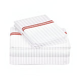 400TC Double Embroidery Sateen Stripe Cotton Sheet Set