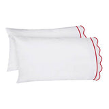 400TC Cotton Scallop Embroidery & Border Sateen Solid Sheet Set