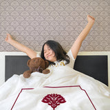 Leafy Embroidered Cotton Sateen Duvet Cover Set