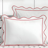 400TC Cotton Scallop Embroidery & Border Sateen Solid Duvet Cover Set