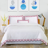 400TC U Shape Scallop Embroidery Cotton Duvet Cover Set