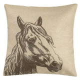 Burlap Horse Head Throw Pillow, 22x22
