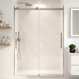 Stellar Series 51 to 54 in. x 76 in. Sliding Frameless Shower Door with Tsunami Guard Tempered Clear Glass