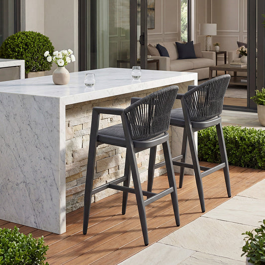 PURPLE LEAF Outdoor Bar Stools Set of 2 – Counter Stools Bar Stools with Aluminum Frame & Backrest for Patio, Kitchen Island & Bistro Stools