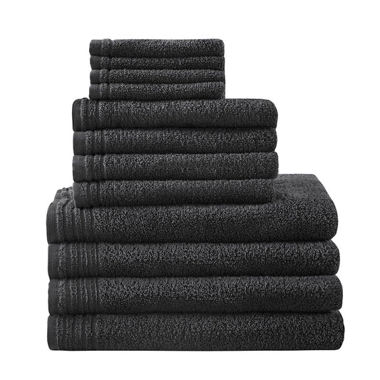 100% Cotton Quick Dry 12 Piece Bath Towel Set, Black