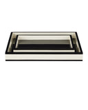 Ivory Lacquer Tray Set of 2