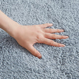 High Pile Bordered Bathroom Rug, Blue