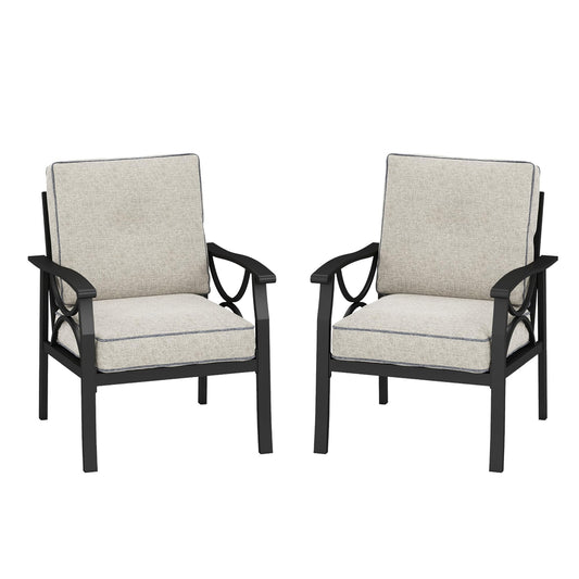 2 Pieces Outdoor Single Sofa, Patio Metal Armchair