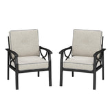 2 Pieces Outdoor Single Sofa, Patio Metal Armchair