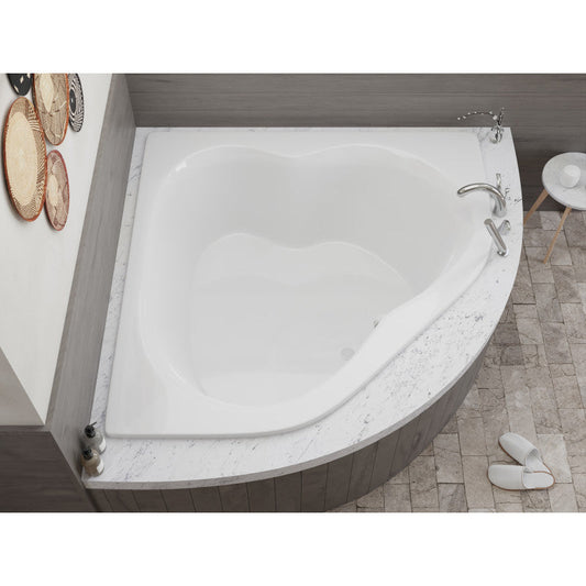 Petra 5 ft. Acrylic Center Drain Corner Bathtub in White