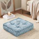 Square Large Pillow Seating Floor Cushion, Aqua Blue