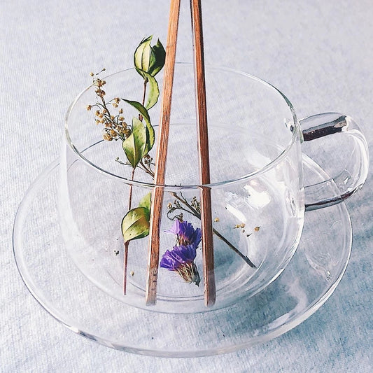 Borosilicate Glass Cup & Saucer Set, 11 oz
