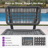 PURPLE LEAF Patio Counter Height Bar Stools Set of 2 Metal Bar Chairs with Back Wicker Woven Stools for Kitchen Island Pool Garden Outdoor Barstools