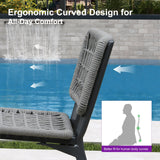 PURPLE LEAF Patio Counter Height Bar Stools Set of 2 Metal Bar Chairs with Back Wicker Woven Stools for Kitchen Island Pool Garden Outdoor Barstools