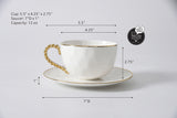 White Porcelain Teacup & Saucer with Silver Rim