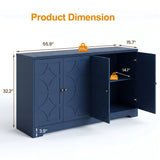 56" 4-Door Sideboard Cabinet – Adjustable Shelves