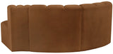 Arc - Velvet 3 Piece Modular L-Shaped Sofa - Saddle