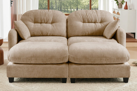 MOLLY 74" Loveseat with 2 Ottomans