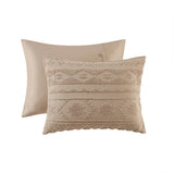 Chenille Tufted Jacquard Oversized Comforter Set, Tan