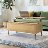 Rattan Lift-Top Mid-Century Storage Coffee Table
