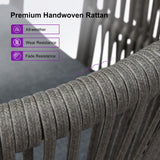 PURPLE LEAF Patio Bar Stools Set of 2 Outdoor Wicker Modern High Bar Chairs Metal Cushioned Barstools with Backs and Ergonomic Armrest