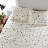 Winter Flannel Cotton Sheet Set, Black Pine Trees White