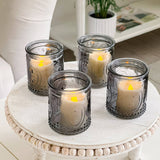 Vintage Smoke Gray Glass Tea Light Holders Set of 8