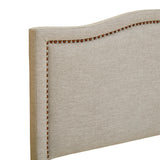 Upholstered Bed Headboard with Nailheads Accent, Taupe