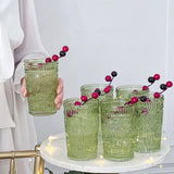 Vintage Sage Green Textured Drinking Glass Set of 6