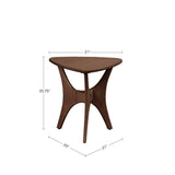 Modern Mid-Century Triangular Wood Side Table, Pecan