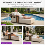 PURPLE LEAF Chaise Lounge Chair Modern Upholstered Outdoor Daybed with Armrest and Lumbar Pillow for Patio Poolside Sunbathing Deck