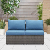 Rattan Armless Twin Double Sofa Couch Set Patio Outdoor