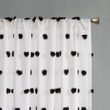 Pom-Pom Semi Sheer Window Curtain, Black