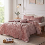 Crushed Velvet 4-Piece Comforter or Duvet Cover Set, Blush