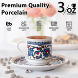 Handmade Porcelain Turkish Coffee Cup & Saucer Set