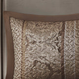 5 Piece Reversible Jacquard Bedspread Set, Brown/Gold