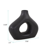 Beltram Black Modern Styled Ceramic Open Vase