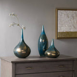 Handmade Blue Metallic Vases Set of 3