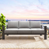 Patio Furniture Aluminum Sofa, 3 Seats Couch, Light Gray