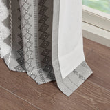 Cotton Printed Curtain Panel Chenille Stripe Lining, Gray