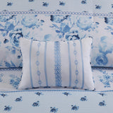 Dreamy Vintage Floral Striped Comforter Set, Blue