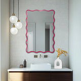 Maya Rectangular Waved Edge Mirror in Glossy Hot Pink
