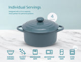 Kook Mini Ceramic Casserole Dishes with Lids, 4-Pack