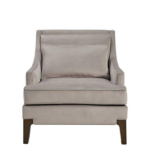 Velvet Lounge Chair with Included Lumbar Pillow, Grey *