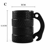 Tire Mug with Wrench Handle Novelty Coffee Cup